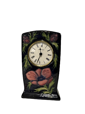 A Signed Moorcroft Pottery Clock The Anemone Pattern $125.00