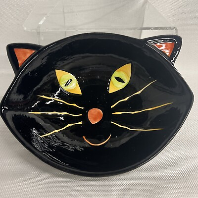#ad Target Black Cat Candy Dish Retro Halloween Candy Bowl 8.5 inches oval Trinket $11.99