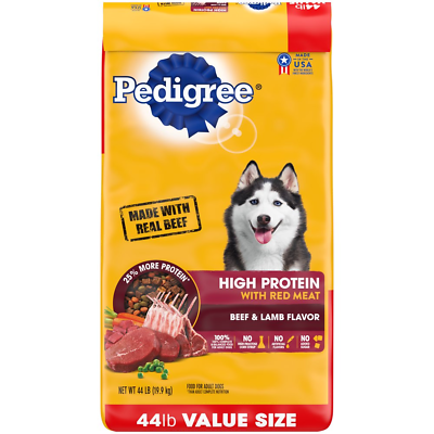 PEDIGREE High Protein Beef amp; Lamb Flavor Dry Dog Food for Adult Dog 44 lb. Bag $38.85