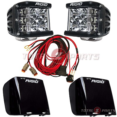 #ad Rigid Industries® D SS Pro Flood Light Pods Side Shooters Harness Black Covers $399.99