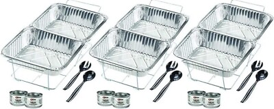 #ad Sterno 24 Piece Disposable Party Set Buffet Serving Set Catering Chafers Silver $15.00