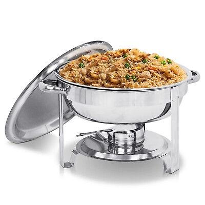 #ad SUPER DEAL Upgraded 5 Qt Full Size Stainless Steel Chafing Dish Round Chafer ... $63.46