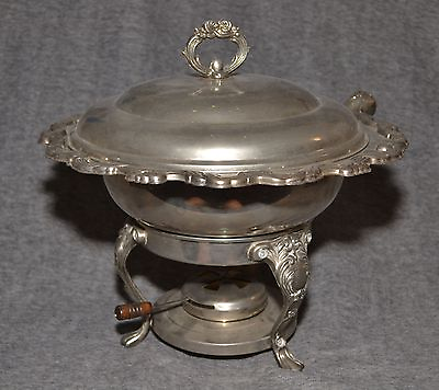 #ad Ornate Silverplate Chafing Serving Dish Buffet Warmer w Oil Burner 4 Pieces $99.99