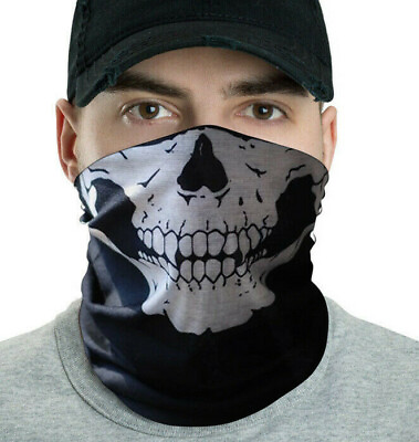 Skull Bandana Face Mask Skull Mouth Neck Gaiter Skull Face Covering USA Seller $5.97