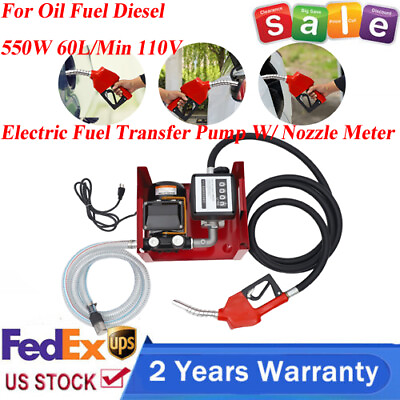 #ad 110V Electric For Oil Fuel Diesel Transfer Pump W Nozzle Meterr Oil Fuel Diesel $160.56