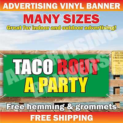 #ad #ad TACO BOUT A PARTY Advertising Banner Vinyl Mesh Sign Cactus Mexico Party food $219.95
