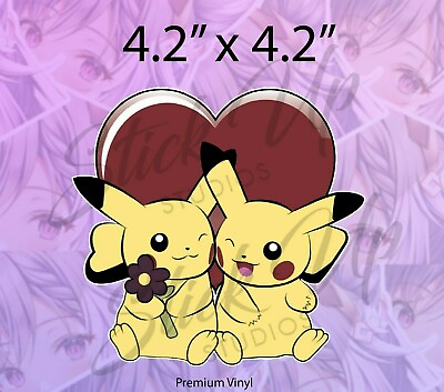 #ad Couple Pikachu Pokemon Cute Couple Sticker Food Car Decal Car Bumper Vinyl Love $4.53