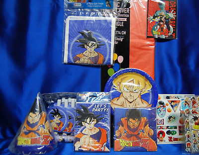 #ad Dragon Ball Z Party Set # 12 DBZ Plates Napkins Hats Blowouts Loot bags Invites $39.99