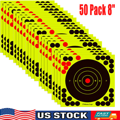 #ad 50 Pack 8quot; Shooting Targets Splatter Gun Rifle Paper Target Practice Exercise $14.99