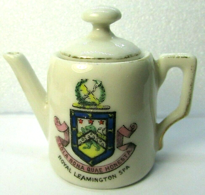 #ad Antique GEMMA Teapot Royal Leamington Spa Crested China RARE Miniature Souvenir $14.85