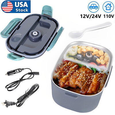 #ad 2 in 1 Electric Heating Lunch Box Portable Food Warmer for Car Office Container $36.99