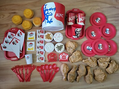 Ships In 1 Day RARE Vintage KFC Chicken Dinner Play Food Set 58 Pcs $73.00