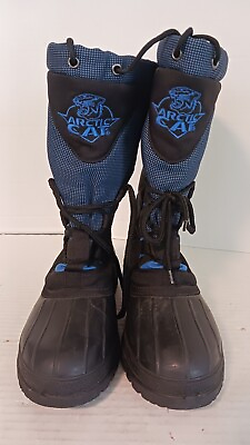 #ad #ad Artic Cat Snowmobile Black amp; Blue Boots w Thermal Lining Size 8 Made in Canada $49.99