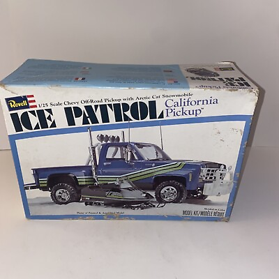 #ad Revell 1:25 ICE PATROL Chevy Off Road Pickup w Artic Cat Snowmobile Open Kit $159.00