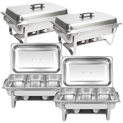 4x Stainless Steel Chafing Dish Buffet Set 8 QT Chafer Dish Catering Warmer Set $123.38