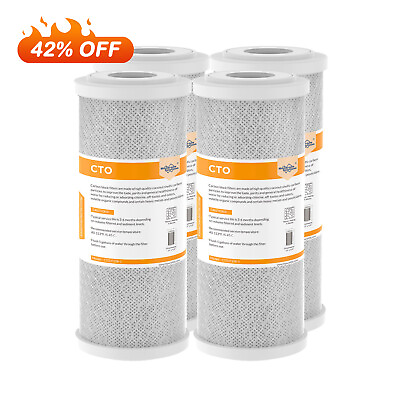 #ad #ad 4 Pack 10quot; x 4.5quot; Whole House Carbon Block Water Filter Replacement Fit GXWH40L $50.12