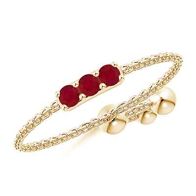 #ad ANGARA Three Stone Ruby Bar Bolo Ring for Women Girls in 14K Solid Gold $386.10