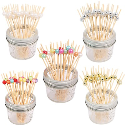 4.75quot;Fancy Cocktail Toothpicks for Appetizers Bamboo Party Food Picks Toothpicks $4.89