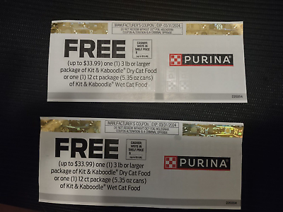 Kit and Kaboodle Purina OEM Manufacturer Cat Food Coupons $67.98 Total Value $39.95