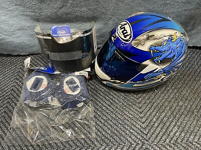 #ad #ad Arai Quantum Motorcycle Helmet Blue Dragon Snell Dot Size M With Extras $350.00