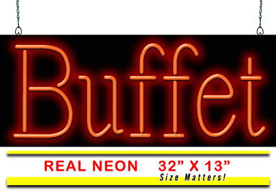 #ad Buffet Neon Sign Jantec 32quot; x 13quot; Restaurant Salad Bar Food Chinese Sweets $409.00
