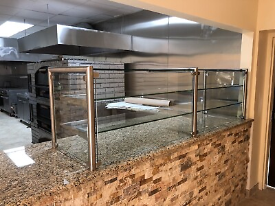 #ad 84quot; 7ft Pizza Display Case Glass Sneeze Guard All Stainless Steel W Shelf $3500.00