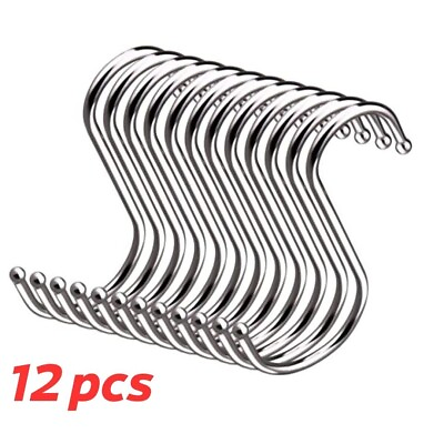 #ad 12PCS S Shaped Hanging Hooks Stainless Steel Hooks S Hooks Connectors. $3.98