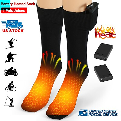 #ad 1 Pair Unisex Electric Heated Socks Battery Operated Winter Thermal Foot Warmer $19.99