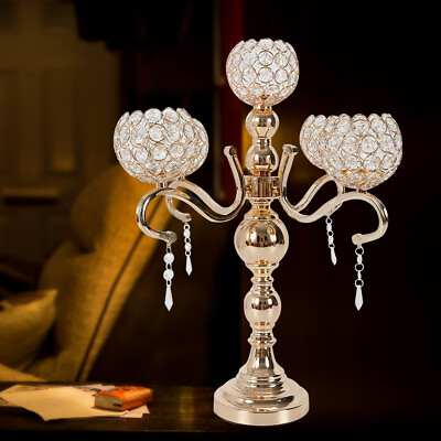 5 Arms Crystal Candelabra Votive Candle Holder Table Centerpieces Wedding Decor $41.80