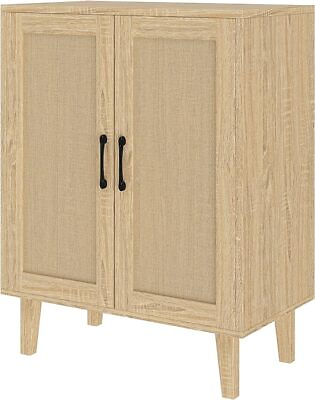#ad Buffet Cabinet Sideboard with Rattan Decorated Doors Kitchen Storage Cupboard $76.49
