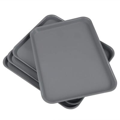 #ad Begale Plastic Fast Food Serving Tray Large Kitchen Dinner Tray Set of 4 Grey $27.85