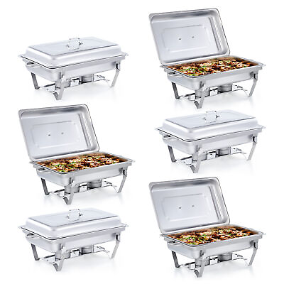 6 Pack Stainless Steel Chafer 13.7 qt Chafing Dish Sets Bain Marie Food Warmer $149.69