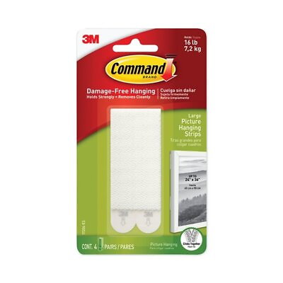 #ad Command Picture Hanging Strips Holds 16 lbs Large White 17206 ES 4 Pairs $5.25