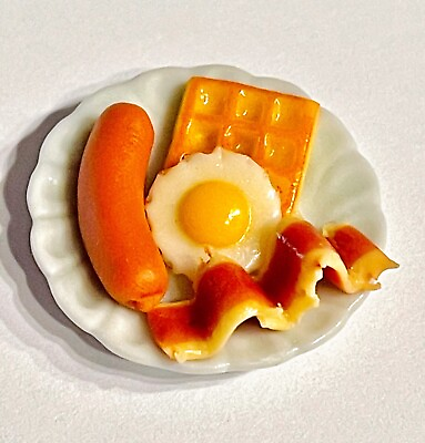 Dollhouse Miniature Breakfast Food Plate Lot 👻🧲 5 Pc Breakfast Plate 1:6 1:12 $9.97