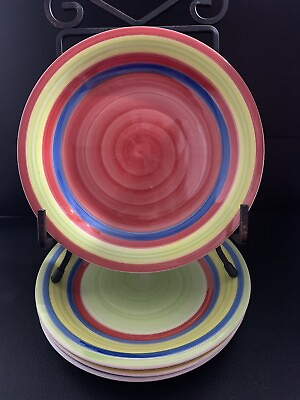 #ad Brylane Home Sante Fe Rainbow Stoneware Salad Plates set of 4 measures 7 1 2quot; $14.99