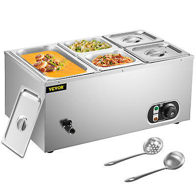VEVOR Commercial Food Warmer Bain Marie Steam Table Countertop 5 Pan Station $109.99