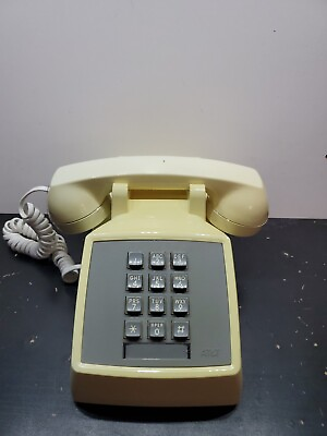 Vintage Western Electric ATamp;T Cream Push Button Desk Phone Telephone. Works $42.24