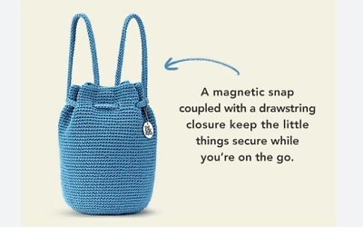 THE SAK hand crochet women#x27;s mini backpack bag Artic blue $60.00