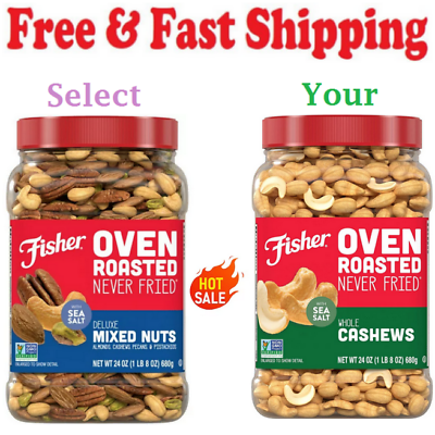 #ad Fisher Oven Roasted Never Fried Deluxe Mixed Nuts 24 Oz.Select Yours Types $24.80