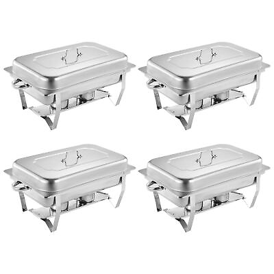 #ad 4 Pack Chafing Dish 8 QT Food Warmer Stainless Steel Buffet Set Catering Chafer $146.31