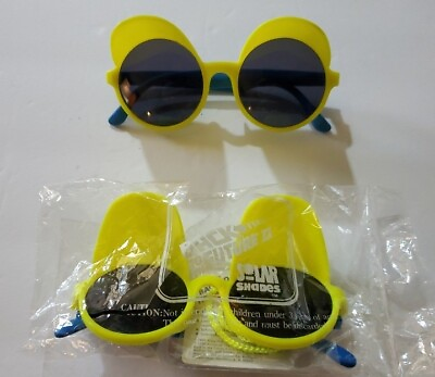 #ad Vintage Pizza Hut Sunglasses Back to the Future 2 1989 Yellow Blue Solar Shades $25.99
