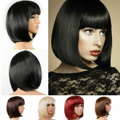 #ad #ad Lady Girl Bob Wig Women#x27;s Short Straight Bangs Full Hair Wigs Cosplay Party $6.98
