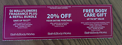 Bath amp; Body Works Coupons $6 Wallflowers 20% Off Body Care Gift Expires 10 29 $14.99