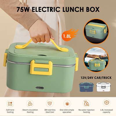 1.8L Electric Lunch Box Food Heater 12V Stainless Steel Container for Car Office $34.99