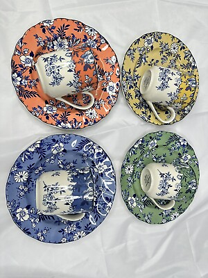 #ad 8pcs Of Johnson Brothers DEVON COTTAGE Floral Salad Accent Plate And Mug $150.00