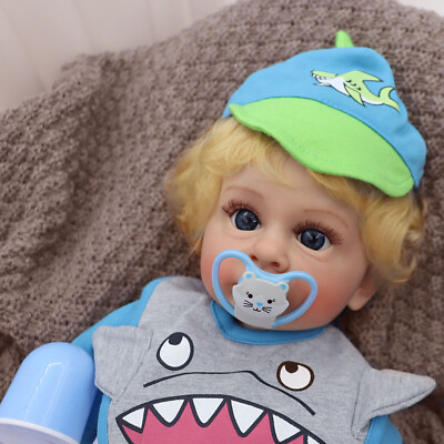 #ad 22 inch Full Soft Vinyl Reborn Baby Dolls Boy Cute Newborn Baby for Kids Toy AU $121.49