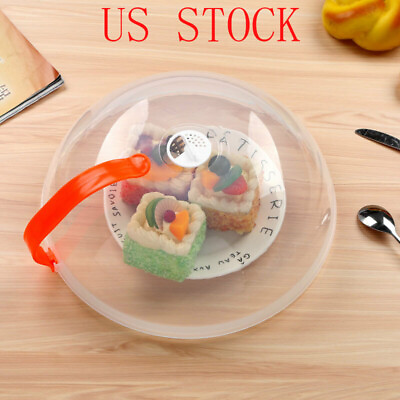 Safe Microwave Removable Food Plate Cover Anti Splatter Lid w Vents Handle 27cm $10.78