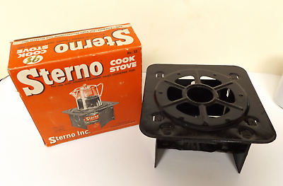 Vintage Sterno Collapsible Cook Stove #33 With Original Box Great Avertising $14.95