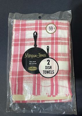 #ad Vintage Dish Towels Kitchen Towels Nip Pink Gingham Set Of 2 Fringe $23.00