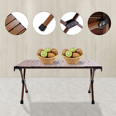 Portable Table for Camping Picnic Party Rolling up Folding Table Lightweight New $51.44